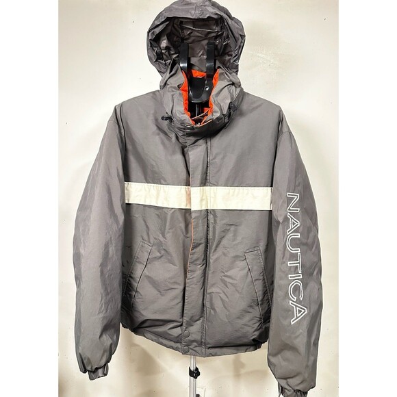 Vintage Nautica Mens Hooded Reversible Down Puffer Jacket Size 2XL Y2K Style - Picture 6 of 15